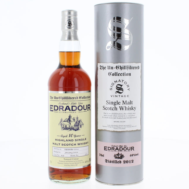 EDRADOUR 10 Year Old 2012 Unchillfiltered collection Signatory Single Malt Scotch Whisky - 70cl 46%