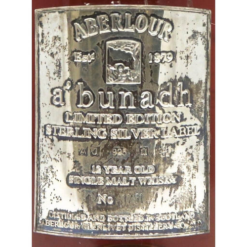 Aberlour A'bunadh Sterling Silver Label Millenium 12 Year Old Whisky - The Really Good Whisky Company