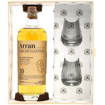 Arran 10 Year Old Single Malt in Gift Pack with Glasses - 70cl 46% - The Really Good Whisky Company