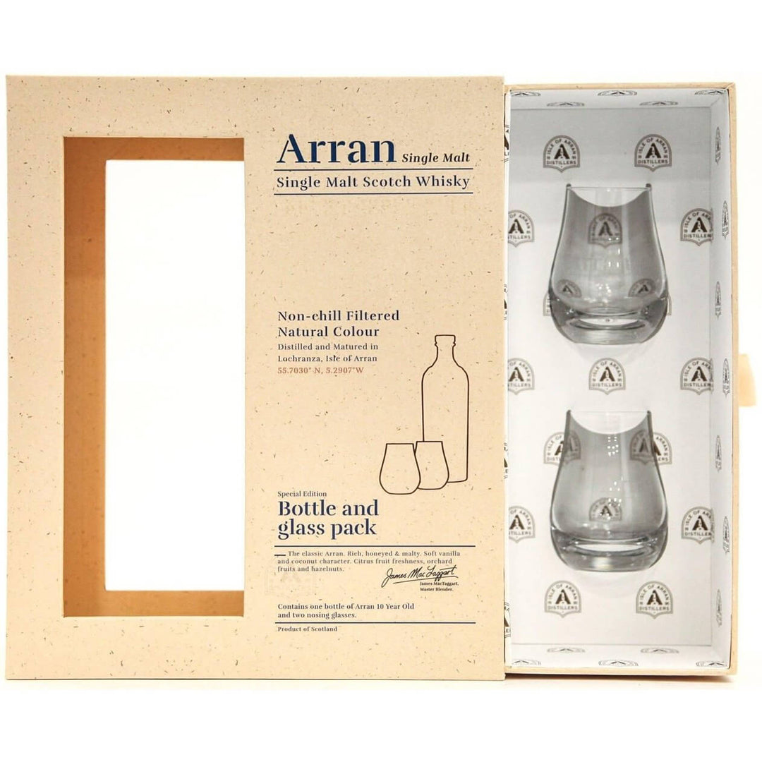 Arran 10 Year Old Single Malt in Gift Pack with Glasses - 70cl 46% - The Really Good Whisky Company