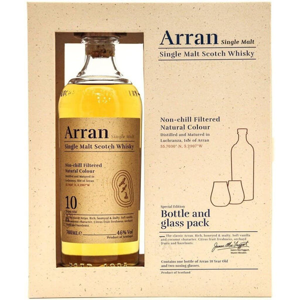 Arran 10 Year Old Single Malt in Gift Pack with Glasses - 70cl 46