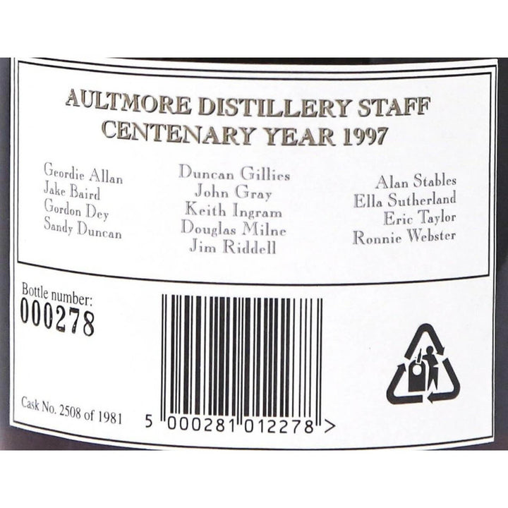 Aultmore 16 Year Old Centenary Sherry Cask - 70cl 63% - The Really Good Whisky Company