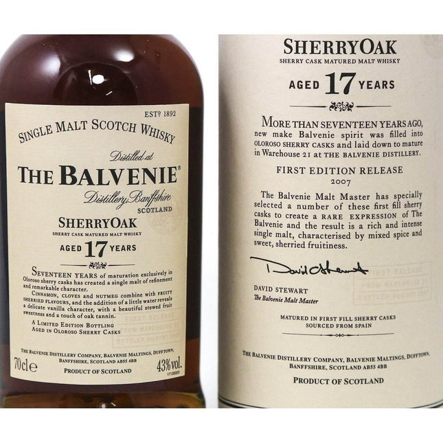 Balvenie 17 Year Old Sherry Oak Single Malt Whisky - The Really Good Whisky Company