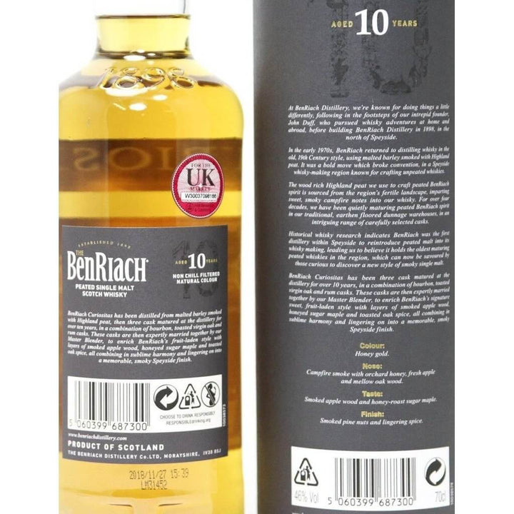 BenRiach 10 Year Old Curiositas - 70cl 46% - The Really Good Whisky Company