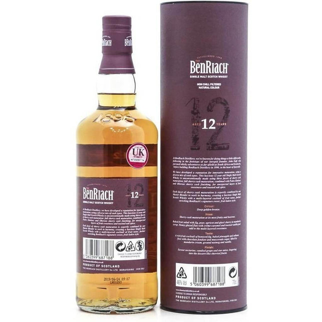 BenRiach 12 Year Old Sherry Wood - 70cl 46% - The Really Good Whisky Company