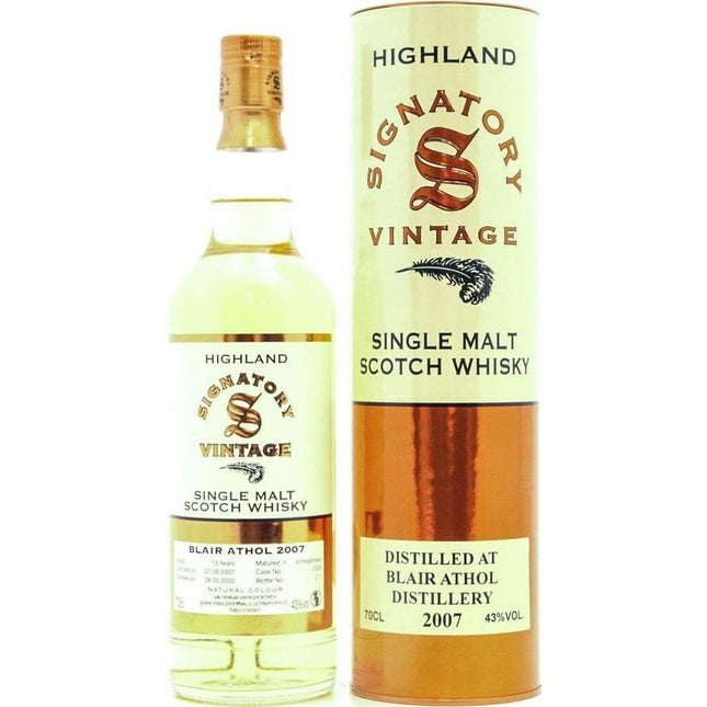 Blair Athol 2007 12 Year Old Signatory Vintage - 70cl 43% - The Really Good Whisky Company