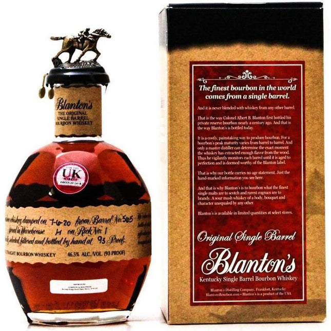 Blantons Single Barrel Bourbon Original Whiskey - 70cl 46.5% - The Really Good Whisky Company