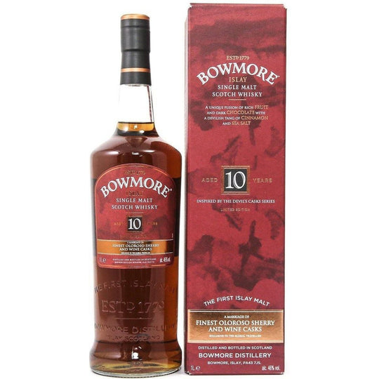 Bowmore 10 Year Old Devil's Cask Inspired Whisky - 1litre