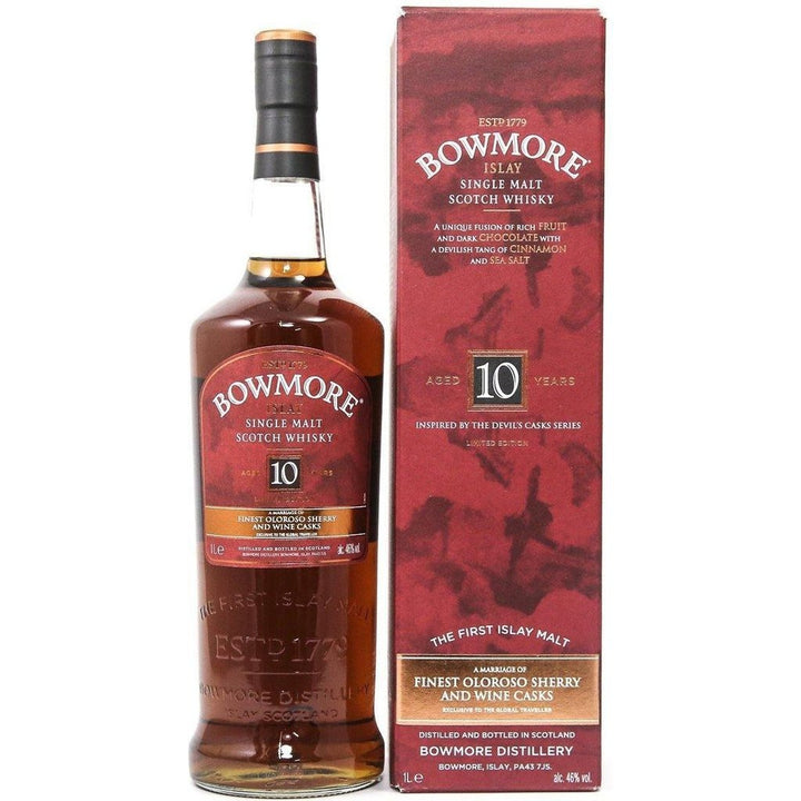 Bowmore 10 Year Old Devil's Cask Inspired Whisky - 1litre - The Really Good Whisky Company