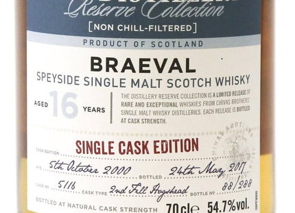 Braeval 16 Years Old 2000 The Distillery Reserve Collection Whisky - The Really Good Whisky Company