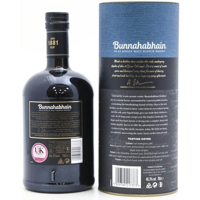 Bunnahabhain 18 Year Old Islay Single Malt Scotch Whisky - 70cl 46.3% - The Really Good Whisky Company
