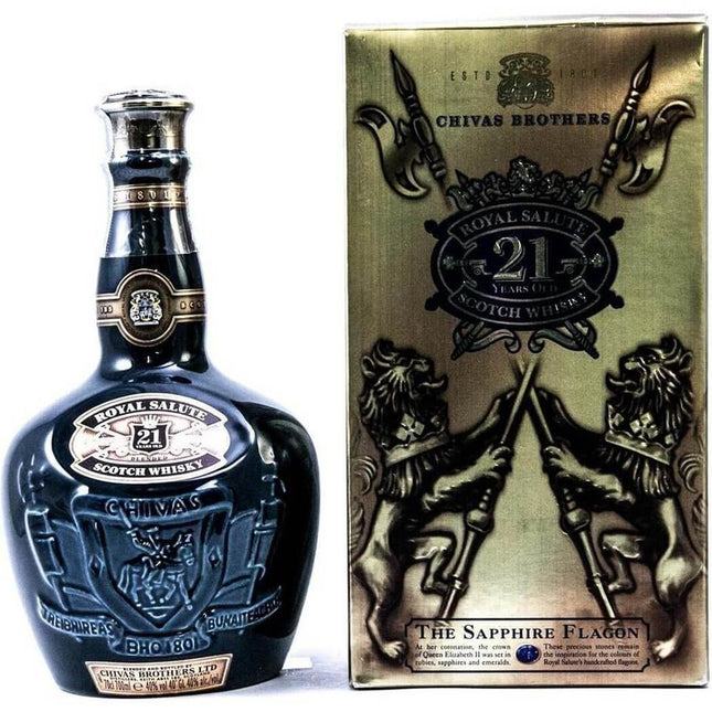 Chivas Royal Salute 21 Year Old Whisky Sapphire Flagon with Gift Bag - The Really Good Whisky Company