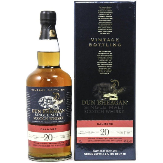 Dalmore 20 Year Old Whisky, Old Dun Bheagan 1995