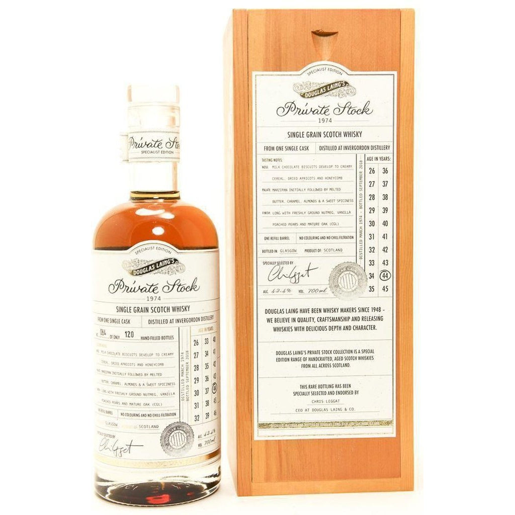 Douglas Laing Private Stock Invergordon 44 Year Old Single Grain Scotch Whisky, Highlands, Scotland - The Really Good Whisky Company