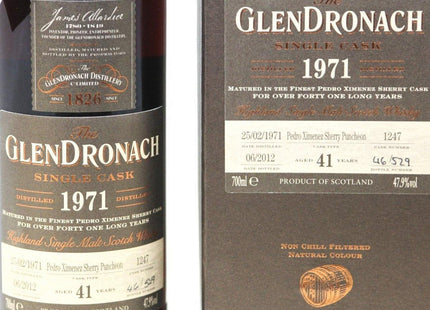 Glendronach 1971 Single Cask - Pedro Ximenez Sherry Puncheon -  41 Year Old - 70% 47.9% - The Really Good Whisky Company