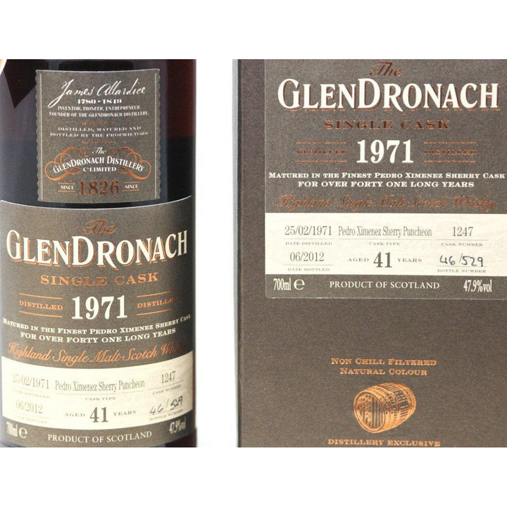 Glendronach 1971 Single Cask - Pedro Ximenez Sherry Puncheon -  41 Year Old - 70% 47.9% - The Really Good Whisky Company