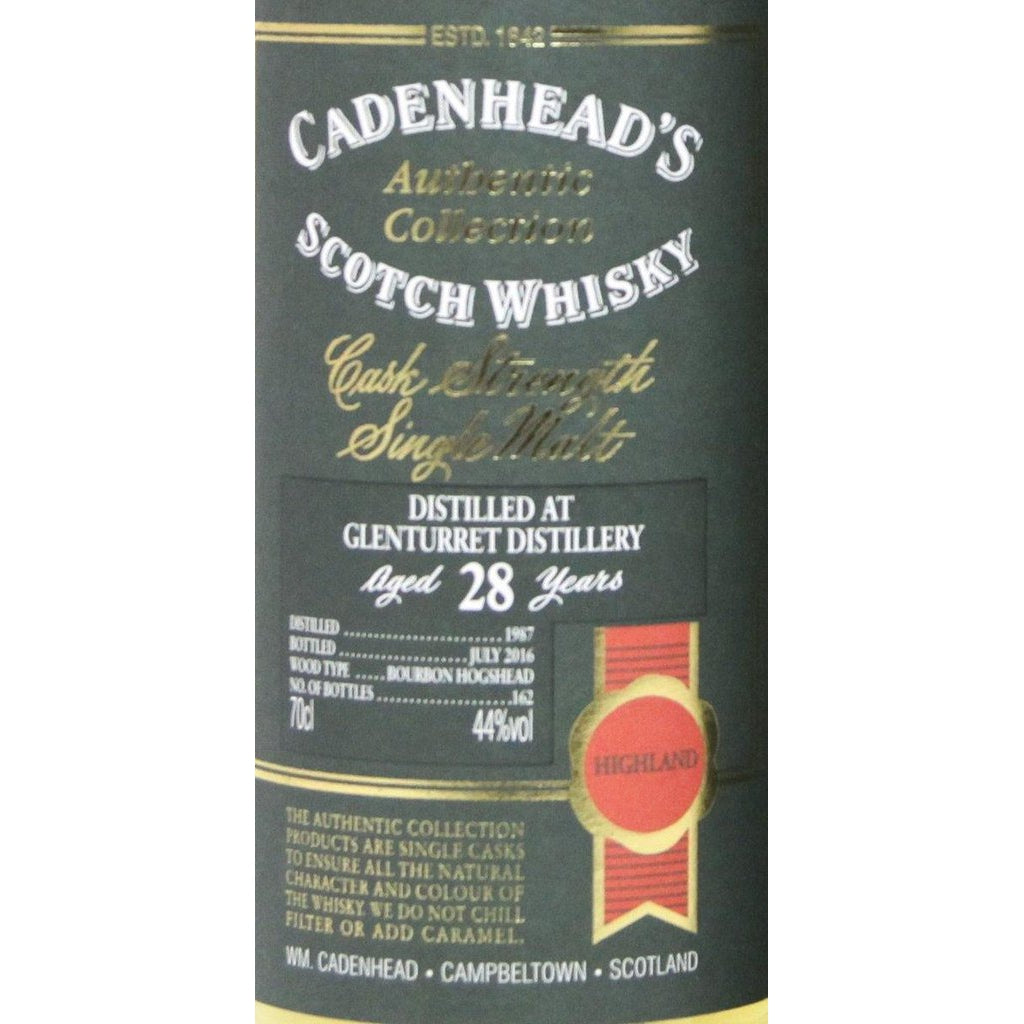 Glenturret 28 Year Old Single Malt - 1987 Cadenhead's - 70CL 44% - The Really Good Whisky Company