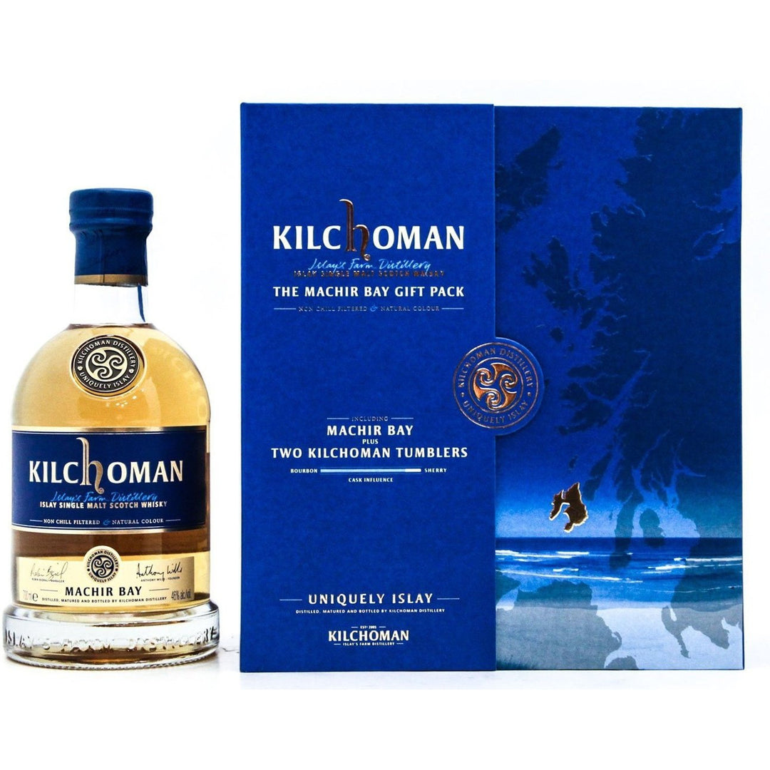 Kilchoman Machir Bay Single Malt with Tumbler Glasses - 70cl 46%