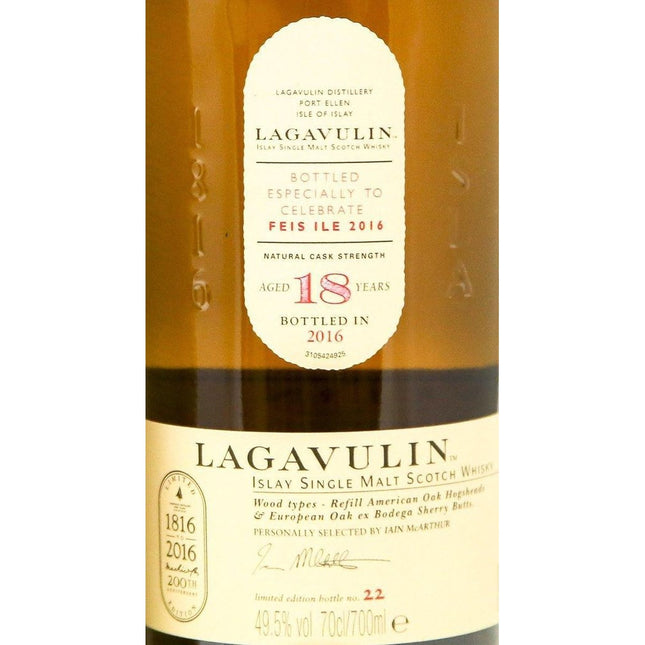 Lagavulin 18 Years Old - Feis Ile 2016 Scotch Whisky - 70cl 49.5% - The Really Good Whisky Company