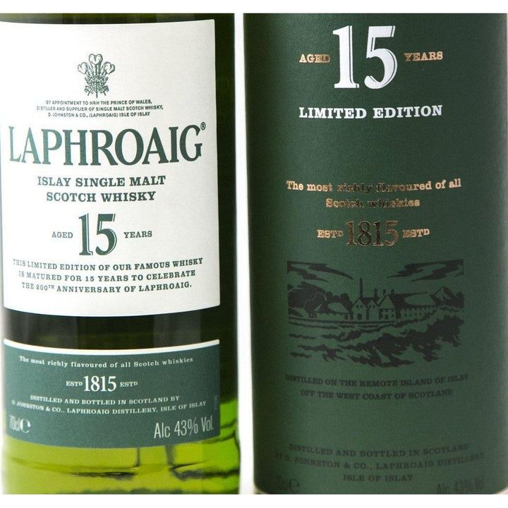 Laphroaig 15 Year Old 200 Years Old Limited Edition Scotch Whisky - 70cl 43% - The Really Good Whisky Company