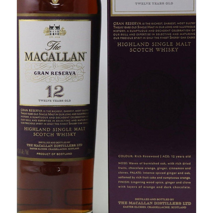 Macallan 12 Year Old Gran Reserva Single Malt Whisky - 70cl 45.6% - The Really Good Whisky Company