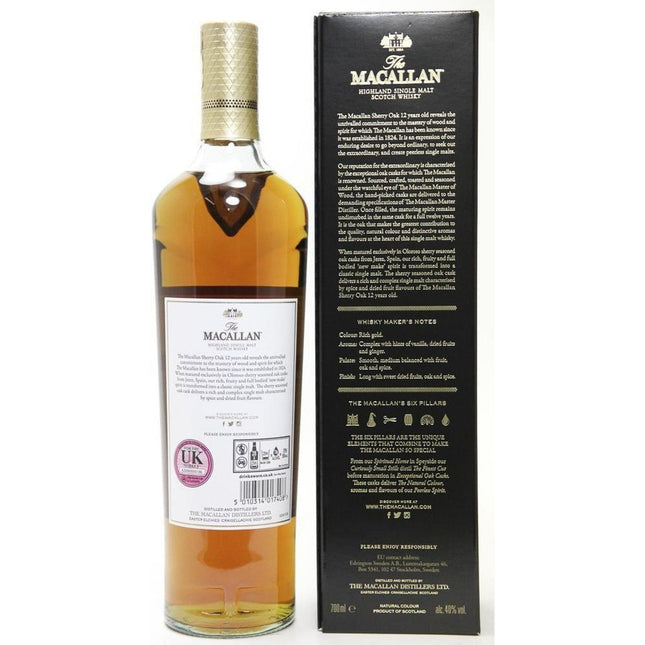 Macallan 12 Year Old Sherry Oak Whisky - 70cl 40% - The Really Good Whisky Company