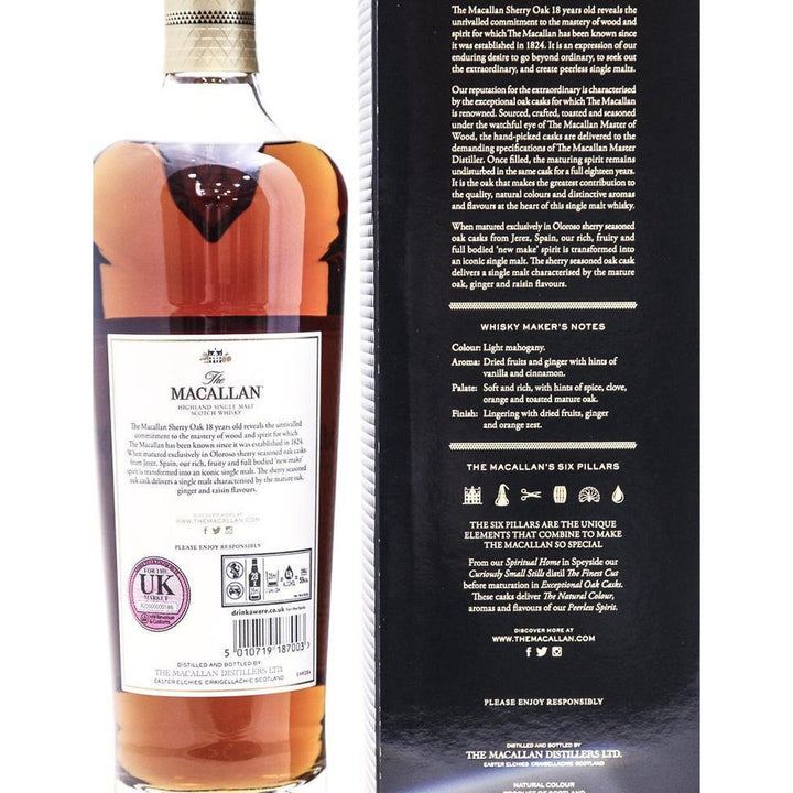 Macallan 18 Year Old Sherry Oak Whisky 2019 - 70cl 43% - The Really Good Whisky Company