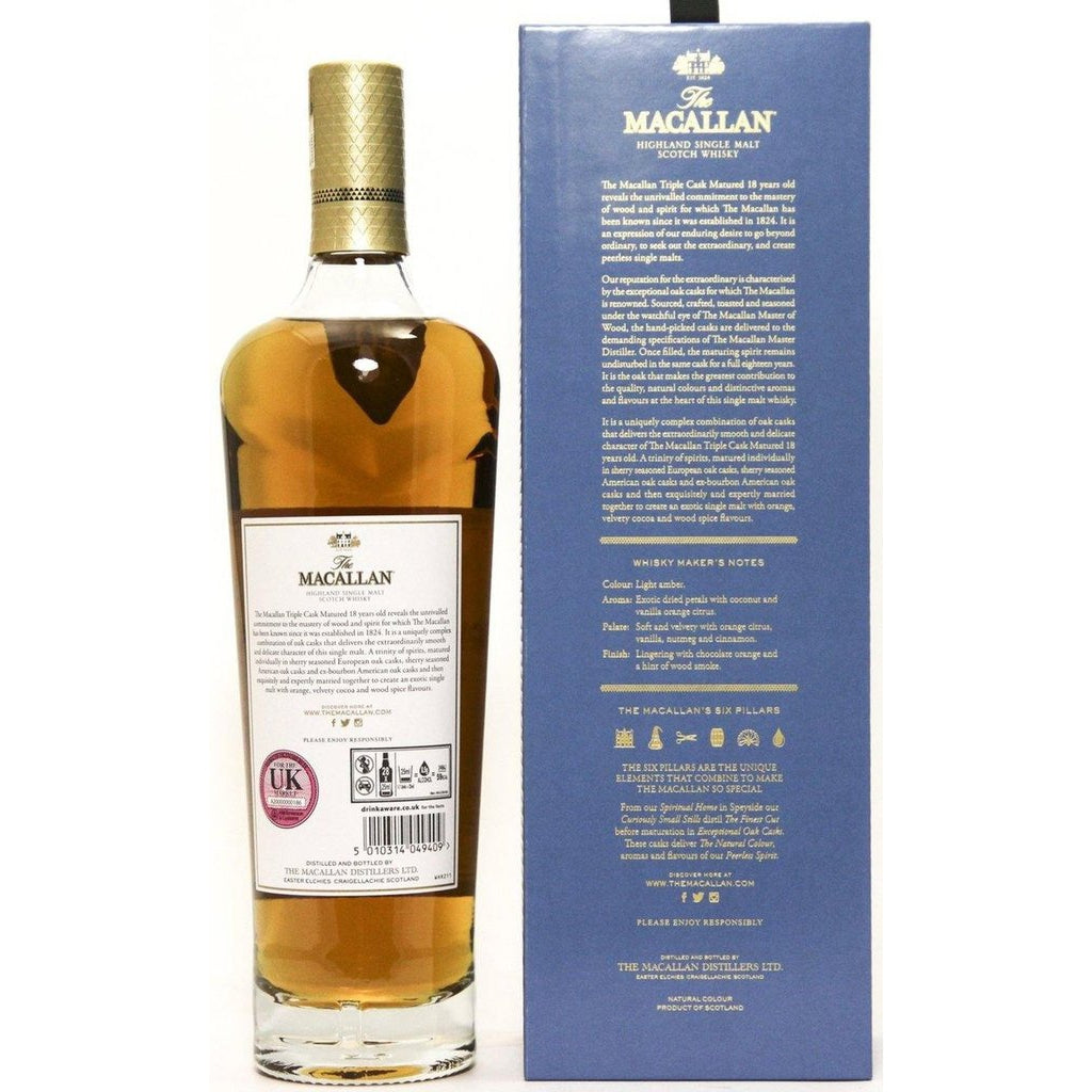 Macallan 18 year old triple cask 2018 release Whisky - The Really Good Whisky Company