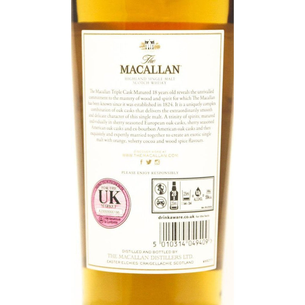 Macallan 18 Year Old Triple Cask - Fine Oak 2019 Release Whisky - 70cl 43% - The Really Good Whisky Company