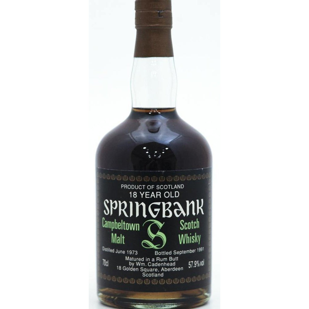 Springbank 18 Year Old 1973 Cadenhead's Green Rum Butt. Bottled 1991 - The Really Good Whisky Company