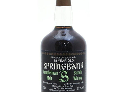 Springbank 18 Year Old 1973 Cadenhead's Green Rum Butt. Bottled 1991 - The Really Good Whisky Company