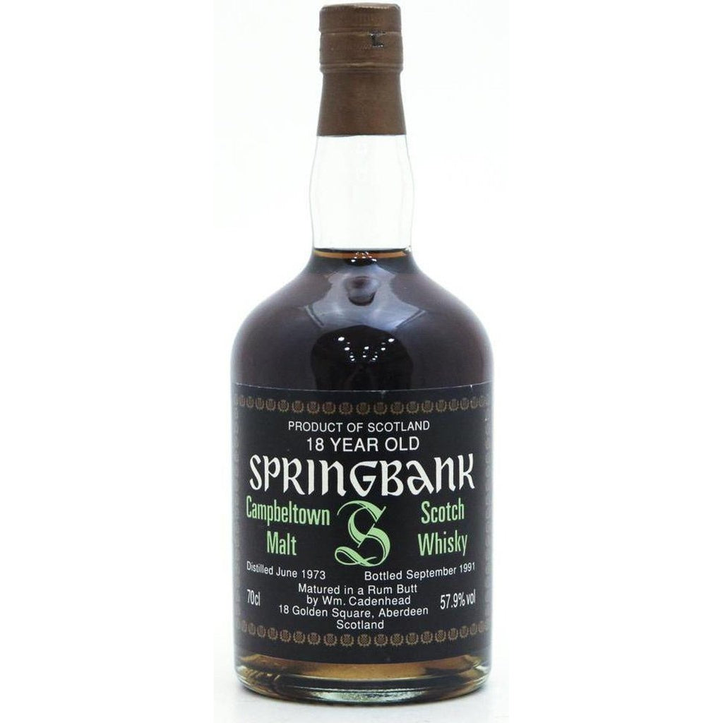 Springbank 18 Year Old 1973 Cadenhead's Green Rum Butt. Bottled 1991 - The Really Good Whisky Company