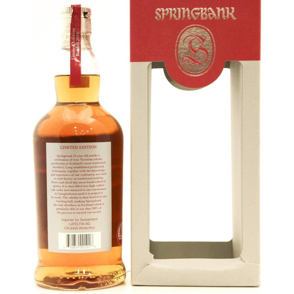 Springbank 25 Year Old 2016 Release Whisky  - 70cl 46% - The Really Good Whisky Company