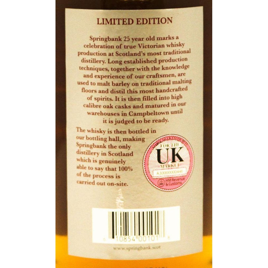 Springbank 25 Year Old Single Malt Whisky 2020 Bottling - 70cl 46% - The Really Good Whisky Company