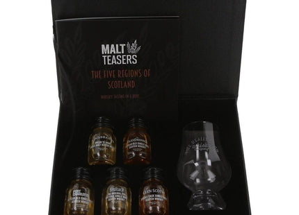 The 5 Regions of Scotland Whisky Tasting Pack with Glencairn Nosing Glass - 5 x 3cl Single Malt Teasers with Online Video Link - The Really Good Whisky Company