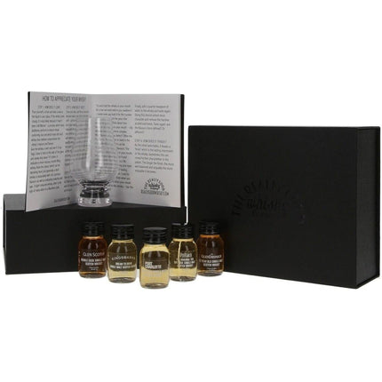 The 5 Regions of Scotland Whisky Tasting Pack with Glencairn Nosing Glass - 5 x 3cl Single Malt Teasers with Online Video Link - The Really Good Whisky Company