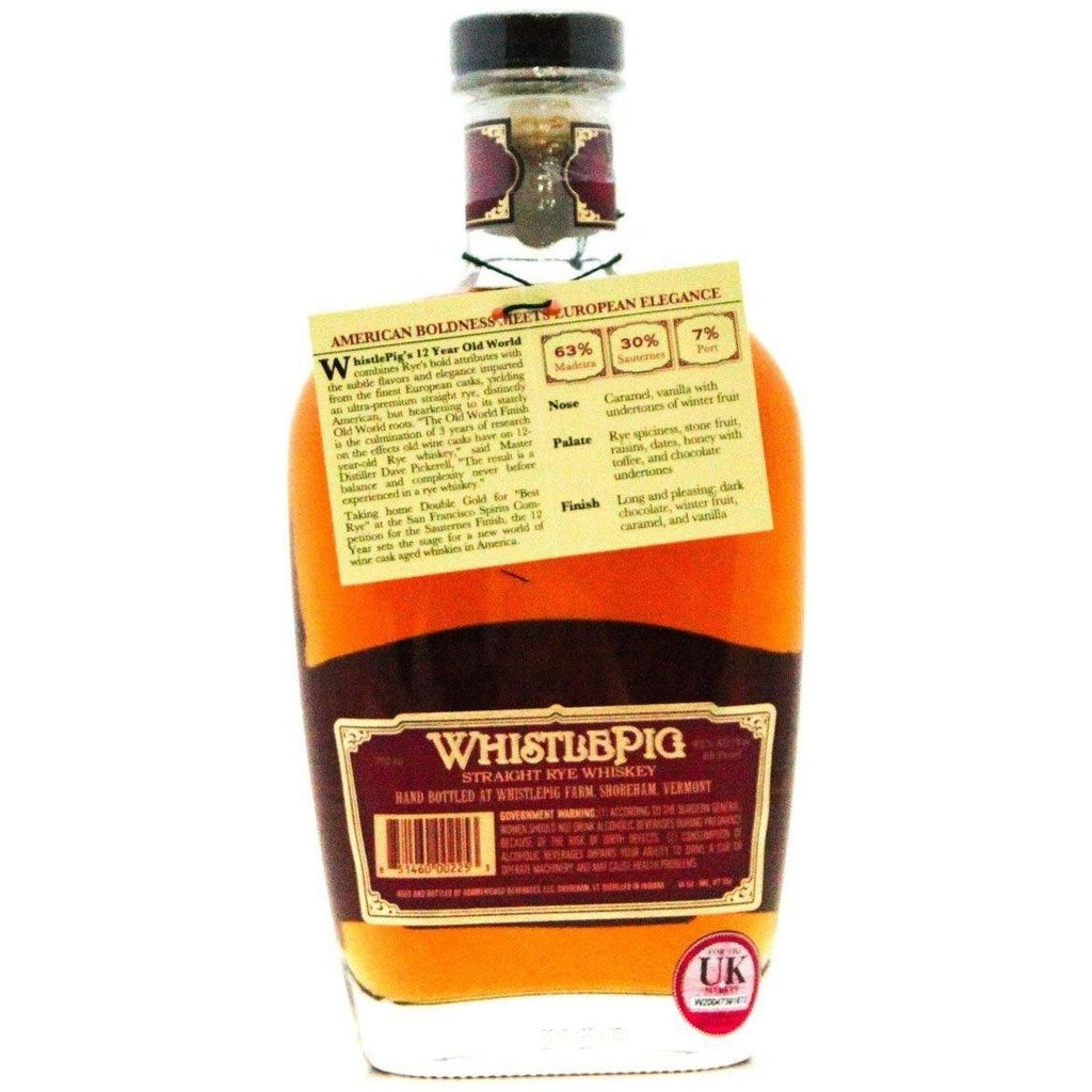 WhistlePig Old World Cask Finished Rye 12 Year Old - 75cl 43% - The Really Good Whisky Company