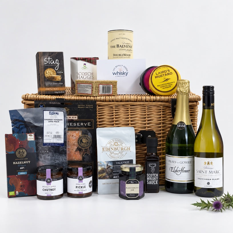 The Scottish Entertainer hamper with Balvenie, wine, smoked salmon and cheese